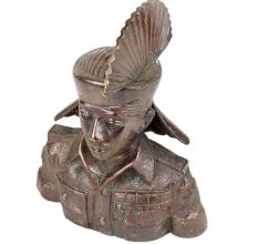 Golden Brass Indian Solider Statue  Gurkha Guard Bust