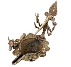 Dhokra Style Ganesha Nandi Brass Oil Lamp