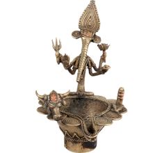 Dhokra Style Ganesha Nandi Brass Oil Lamp