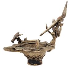 Dhokra Style Ganesha Nandi Brass Oil Lamp