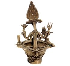 Dhokra Style Ganesha Nandi Brass Oil Lamp