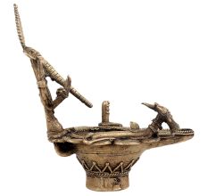 Dhokra Style Ganesha Nandi Brass Oil Lamp