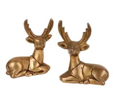 Vintage Brass Deer Statues Sitting Statue In Pair