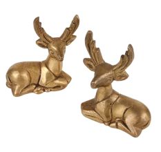 Vintage Brass Deer Statues Sitting Statue In Pair