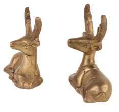 Vintage Brass Deer Statues Sitting Statue In Pair