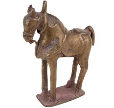 Brass Horse Statue Wearing A Saddle Showpiece