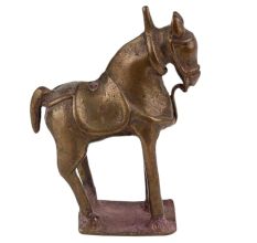 Brass Horse Statue Wearing A Saddle Showpiece