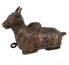 Tribal Brass Sitting Nandi Statue