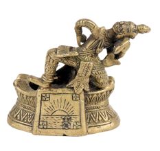 Brass Ashtray with Solider statue on Top