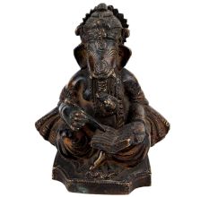 Brass Ganesha Statue Writing A Book