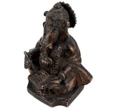 Brass Ganesha Statue Writing A Book