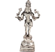 Brass Lord Vishnu Standing Idol Statue Worship Silver Finish