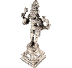 Brass Lord Vishnu Standing Idol Statue Worship Silver Finish