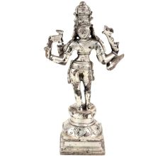 Brass Lord Vishnu Standing Idol Statue Worship Silver Finish