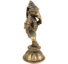 Brass Dancing Ganesha Statue On One Foot