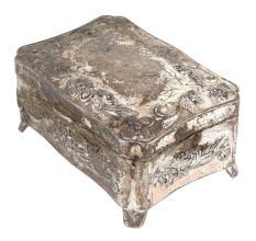 Silver Metal Storage Box Floral Design Jewelry Box