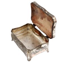 Silver Metal Storage Box Floral Design Jewelry Box