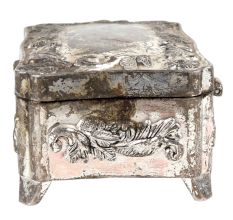 Silver Metal Storage Box Floral Design Jewelry Box