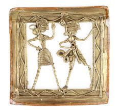 Brass Dhokra wall Art Hanging  Of Musician Couple
