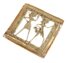 Brass Dhokra wall Art Hanging  Of Musician Couple