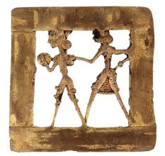 Brass Dhokra Wall Art Hanging Dancing Couple Tambourine In Hand