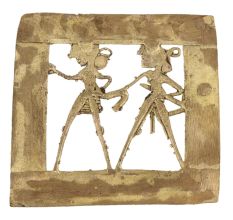 Brass Rural Couple Dhokra Wall Hanging