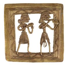 Brass Dhokra Wall Art Hanging Musician Couple Showpiece