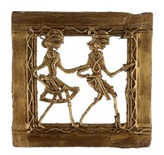 Brass Dhokra Wall Art Hanging Of Rural Couple In Dancing Position