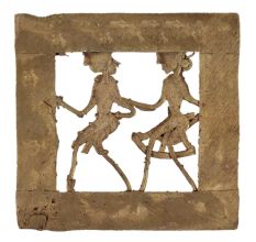 Brass Dhokra Wall Art Hanging Of Rural Couple In Dancing Position