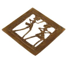 Brass Dhokra Wall Art Hanging In Square Frame For Home Decoration