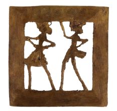 Brass Dhokra Wall Art Hanging In Square Frame For Home Decoration