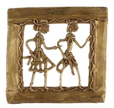 Brass Wall Art Hanging Tribal Couple Daily Routine Dhokra Style