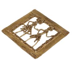 Brass Wall Art Hanging Tribal Couple Daily Routine Dhokra Style