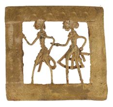 Brass Wall Art Hanging Tribal Couple Daily Routine Dhokra Style
