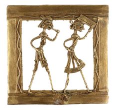 Brass Wall Art Hanging Tribal Partners Daily Routine Dhokra Style
