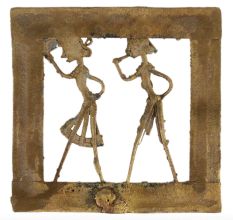 Brass Wall Art Hanging Tribal Partners Daily Routine Dhokra Style