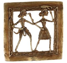 Golden Brass Dhokra Tribal Figurines Wall Hanging