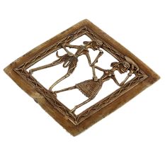 Golden Brass Dhokra Tribal Figurines Wall Hanging