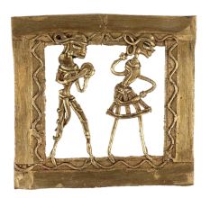 Golden Brass Dhokra Tribal Figurines Wall Hanging