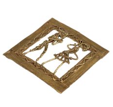 Golden Brass Dhokra Tribal Figurines Wall Hanging