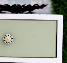 White & Black Ceramic Floral Knob