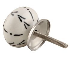White Ceramic Designer Floral Knob