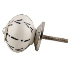 White Ceramic Designer Floral Knob