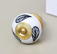White Ceramic Floral Dresser Knob