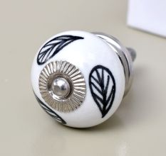 White Ceramic Floral Dresser Knob