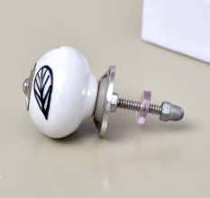 White Ceramic Floral Dresser Knob