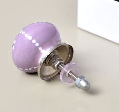 Purple Ceramic Floral Cabinet Knob With Flower