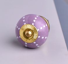 Purple Ceramic Floral Cabinet Knob