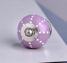 Purple Ceramic Floral Cabinet Knob