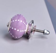 Purple Ceramic Floral Cabinet Knob